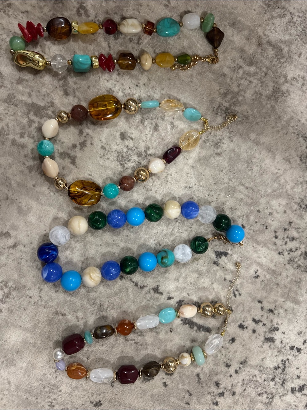 Bundle of 4 Resin Beaded Necklaces